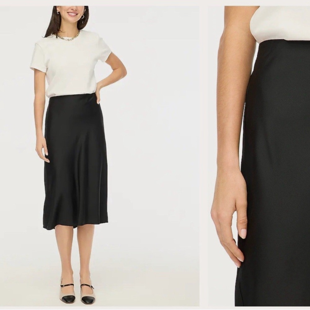J Crew Gwyneth Slip Black Midi Skirt